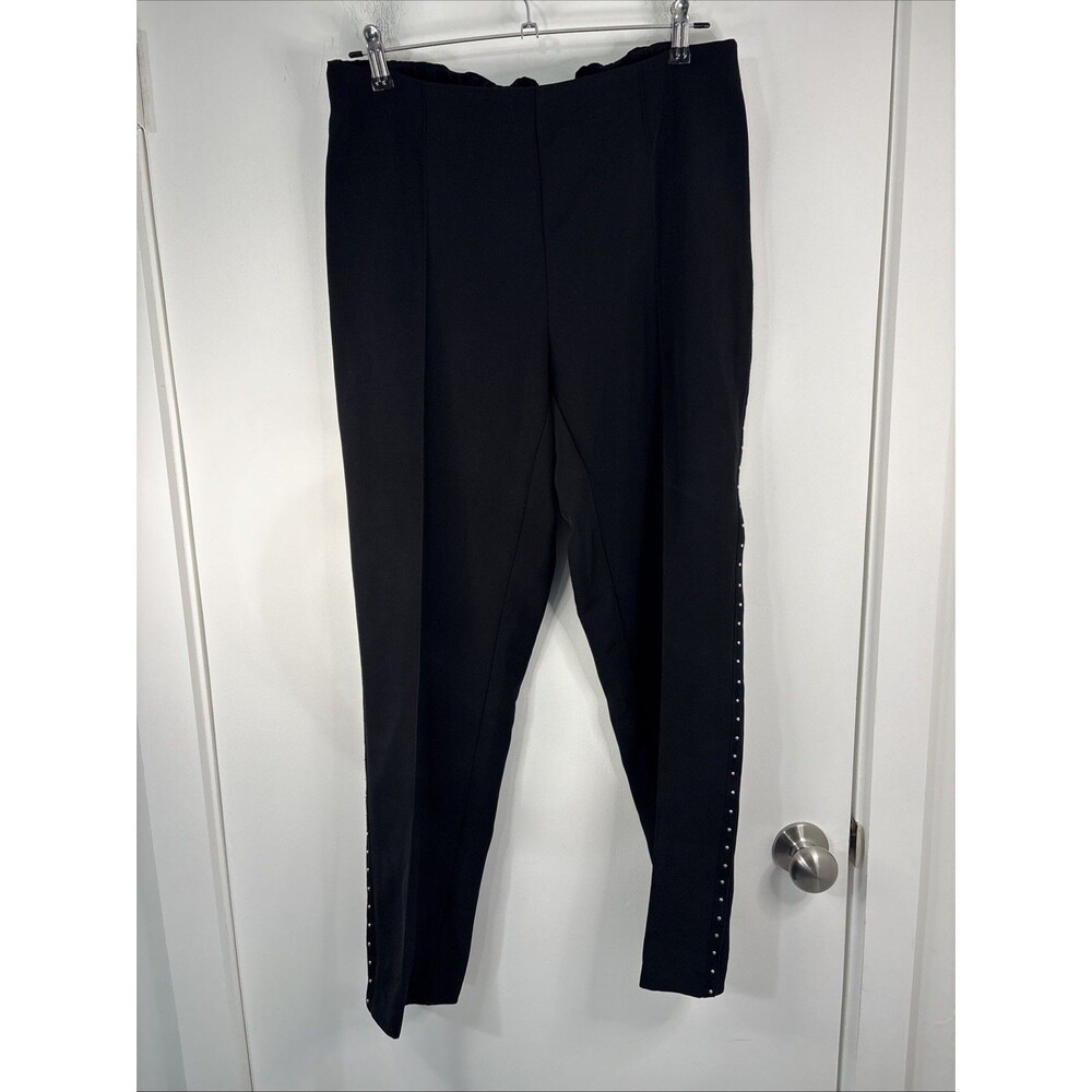 Soft Surroundings Silver Side Studded Slip On Pants M Elastic Back Waist